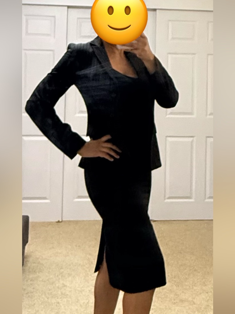 United Colors Of Benetton Black Tailored Pantsuit Jacket and Skirt Set